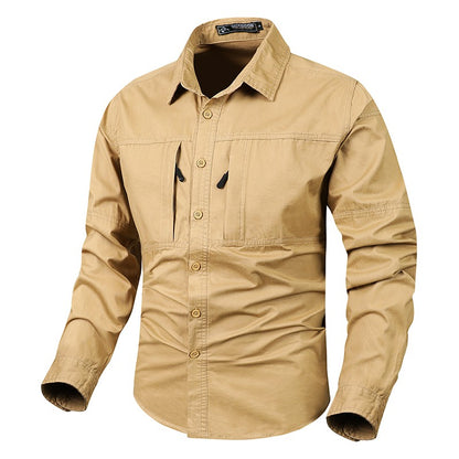 Spring Men Cargo Cotton Long Sleeve Shirts Man Casual Breathable Tactic Shirts Male Multi Pocket Outdoor Blouses Work Shirts 5XL