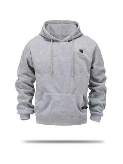 Cross-Border Men's USB Heated Fleece-Lined Sweatshirt Warm Outdoor Casual Clothing Electric Heating Hooded Sweatshirt