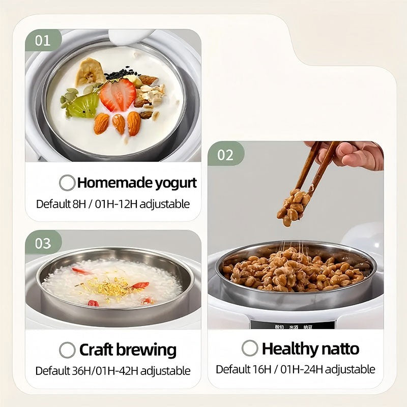 Máquina de Iogurte Automática com Temperatura Constante para Uso Doméstico, Máquina de Natto, Baixo Ruído, Multifuncional, para Cozinha, 1.2L
