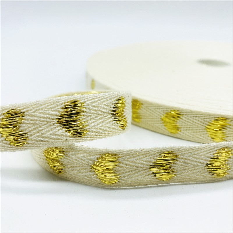 5yards/Lot 15mm 100% Cotton Ribbon Heart Handmade Hserring Bone Ribbon For Apparel Sewing Fabric DIY Christmas Decoration