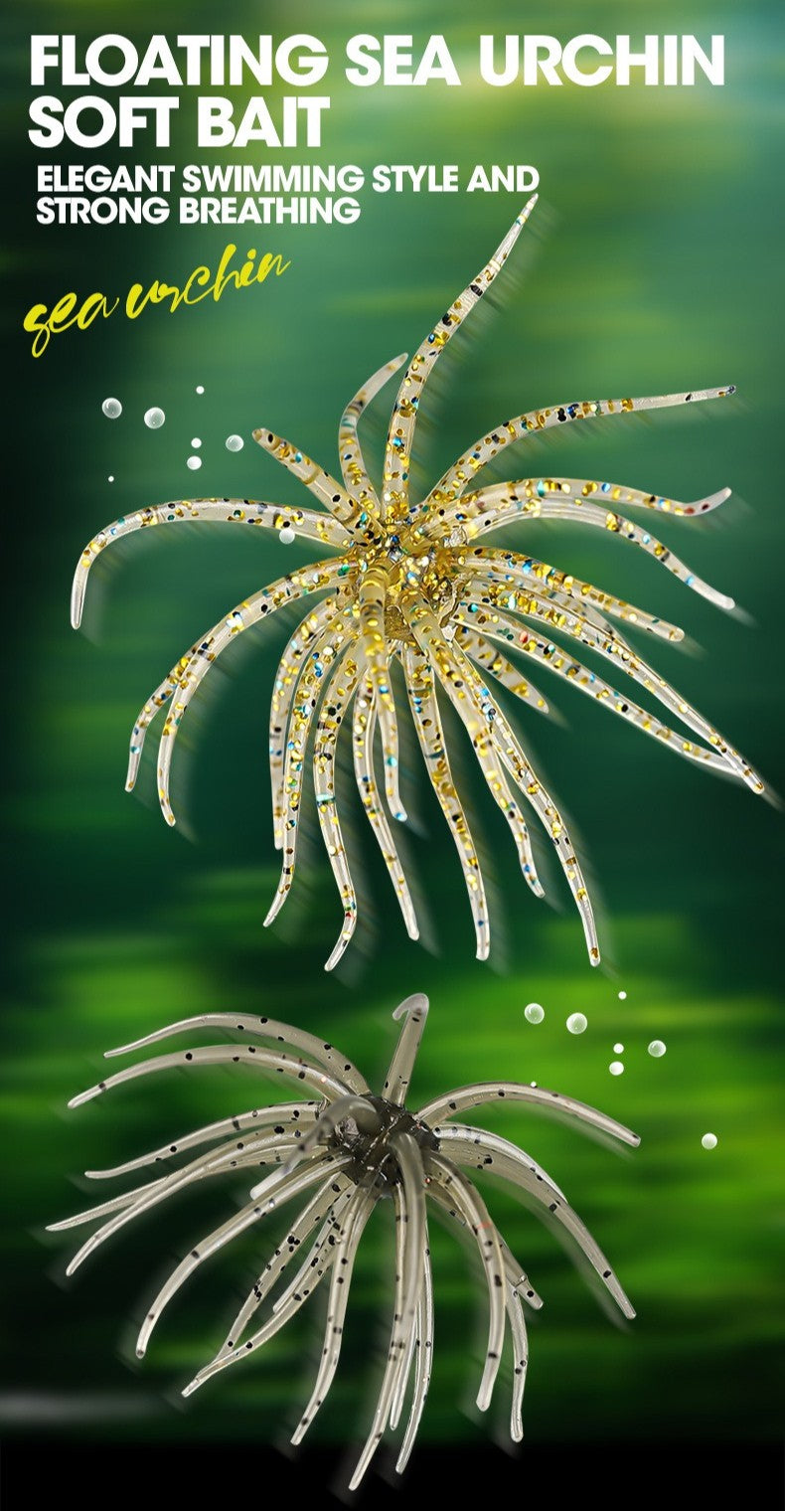 Water Gall Ball Bait Biomimetic Soft Insect Bait Floating Sea Urchin Soft TPE Bait Fake Bait Sea Fishing Black Pit Wild Fishing