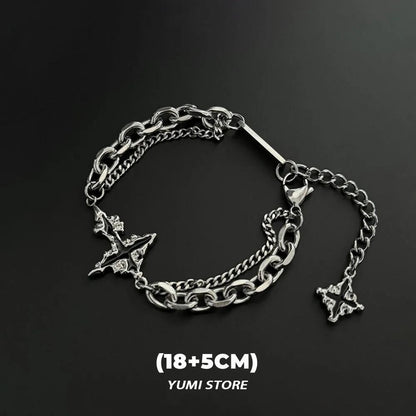 Colar Cruz Chamas Pretas Punk Masculino Feminino Tendência Aço Titânio Corrente Suéter Pingente Joias Hip Hop Acessórios Kpop Irados