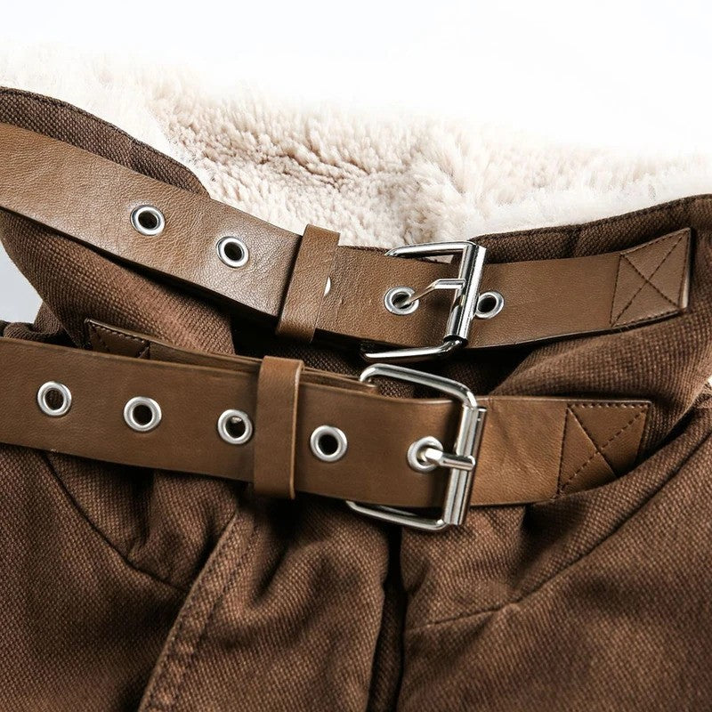 ?Mirrordust?Winter Jackets Men Thicken Warm Coat Vintage Loose Padded Jackets Big Pocket Fur Collar Jackets Outwear Unisex