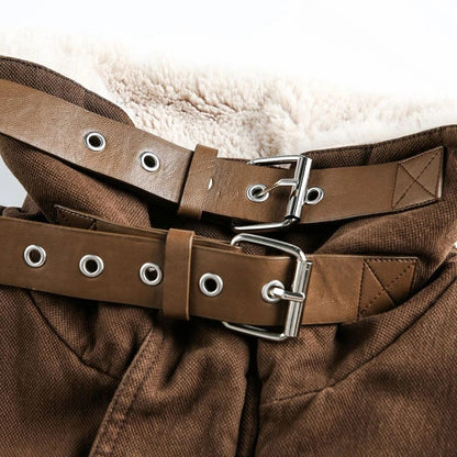 ?Mirrordust?Winter Jackets Men Thicken Warm Coat Vintage Loose Padded Jackets Big Pocket Fur Collar Jackets Outwear Unisex