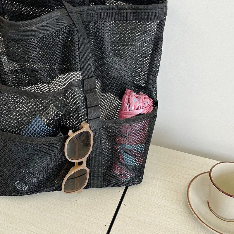 Foldable Lightweight Beach Bags Large Capacity Grocery Produce Tote Bag Beach Shoulder Bag Women's Casual Shopping Bags