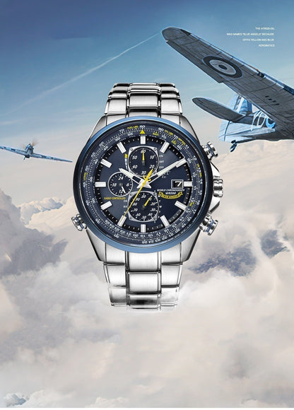 Blue Angels Watch for Men, Pilot Military Aviation Watch, Stainless Steel Bracelet with Large Luminous Dial, Gift for Him