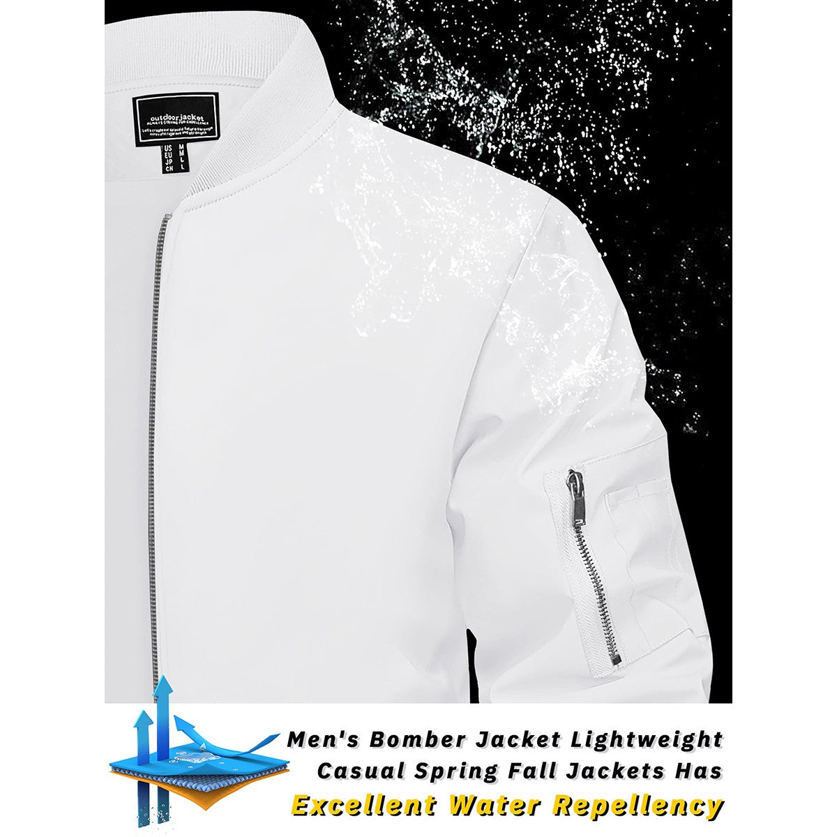 TACVASEN Men's Bomber Jacket Summer Autumn Thin Lightweight Casual Windbreaker Multi-pockets Full Zip Up Varsity Baseball Jacket
