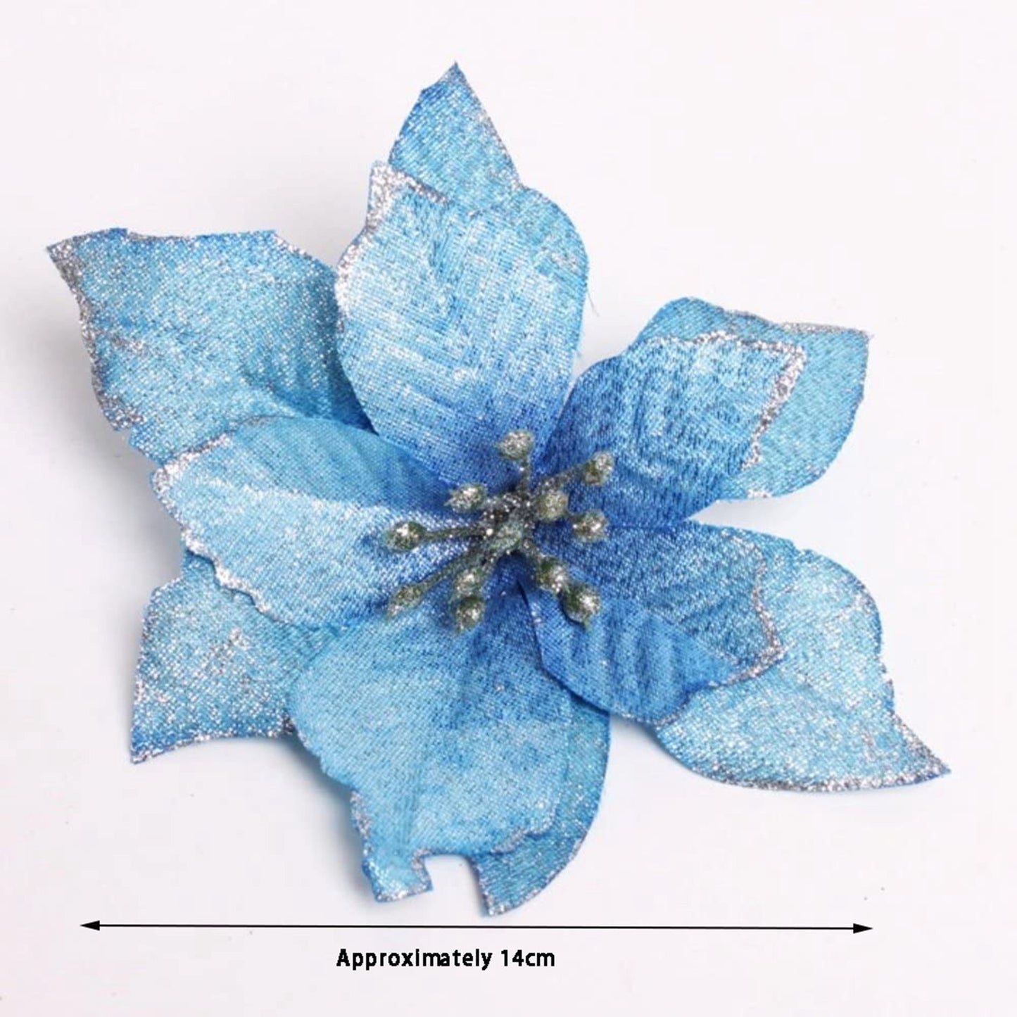 Christmas Glitter 20Pcs Christmas Tree Ornament Artificial Wedding Christmas Flowers Wreaths Wedding Ornaments (BLUE)