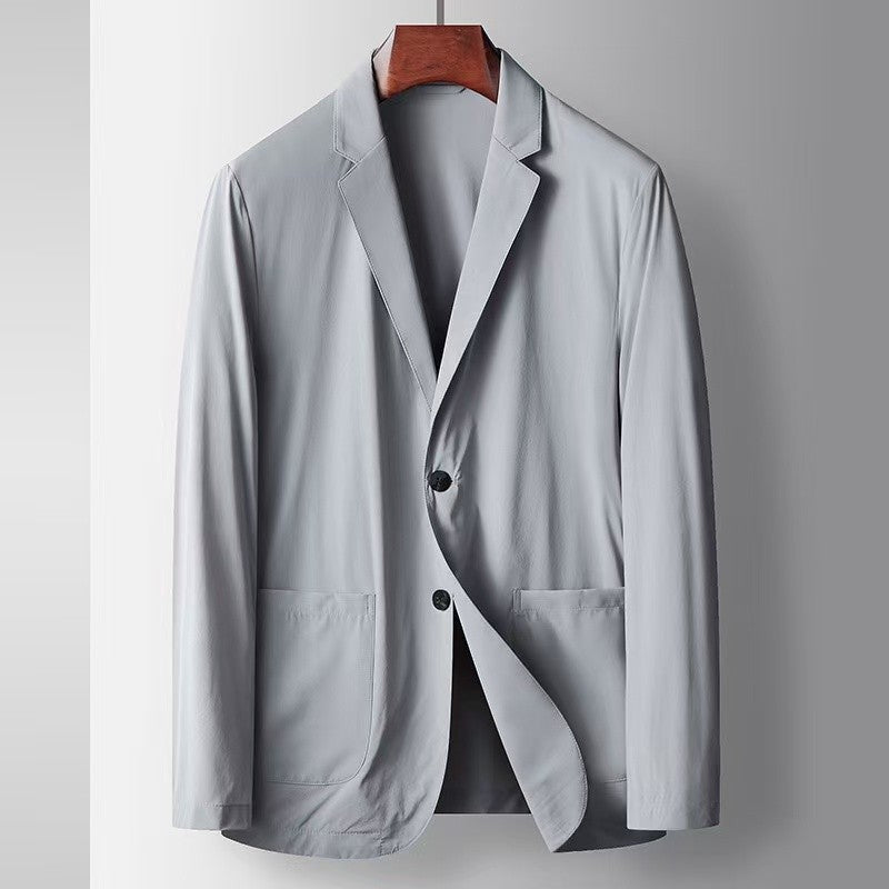 2025 Spring and Summer New Men's Casual Suit Light and Thin Elastic Middle aged Anti Wrinkle and Non Ironing Suit Coat Sunscreen