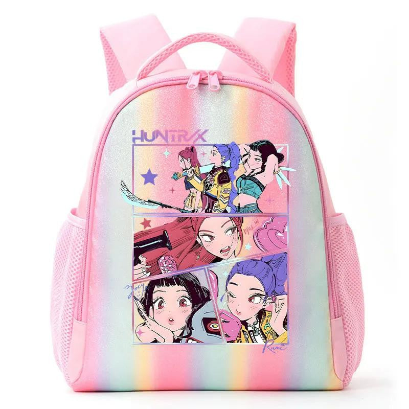 Mochila de Caçadores de Demônios KPop Estampa de Desenho Animado Anime Bolsas de Ombro para Estudantes Organizador de Papelaria Grande Capacidade Presentes de Volta às Aulas