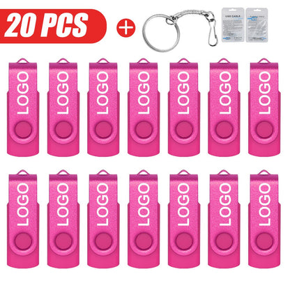 20 unidades/lote Pen Drive USB 2.0 com Logotipo Personalizado 4GB 8GB 16GB 32GB Pendrive 64GB Unidade de Memória Real Capacidade U Disk Cle Usb