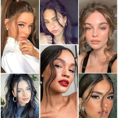 2PC Franja Sintética Extensões de Cabelo Peruca Cacheado Presilha Frontal Lateral Longa Ondulada Franja Loira Com Presilha Franja Invisível Cabelo Falso