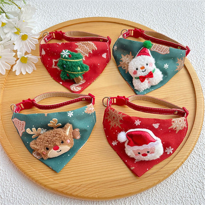 Coleira triangular de Natal para pets, coleira de gato fofa, acessórios de Natal para gatos, coleira de cachorro, alce vermelho