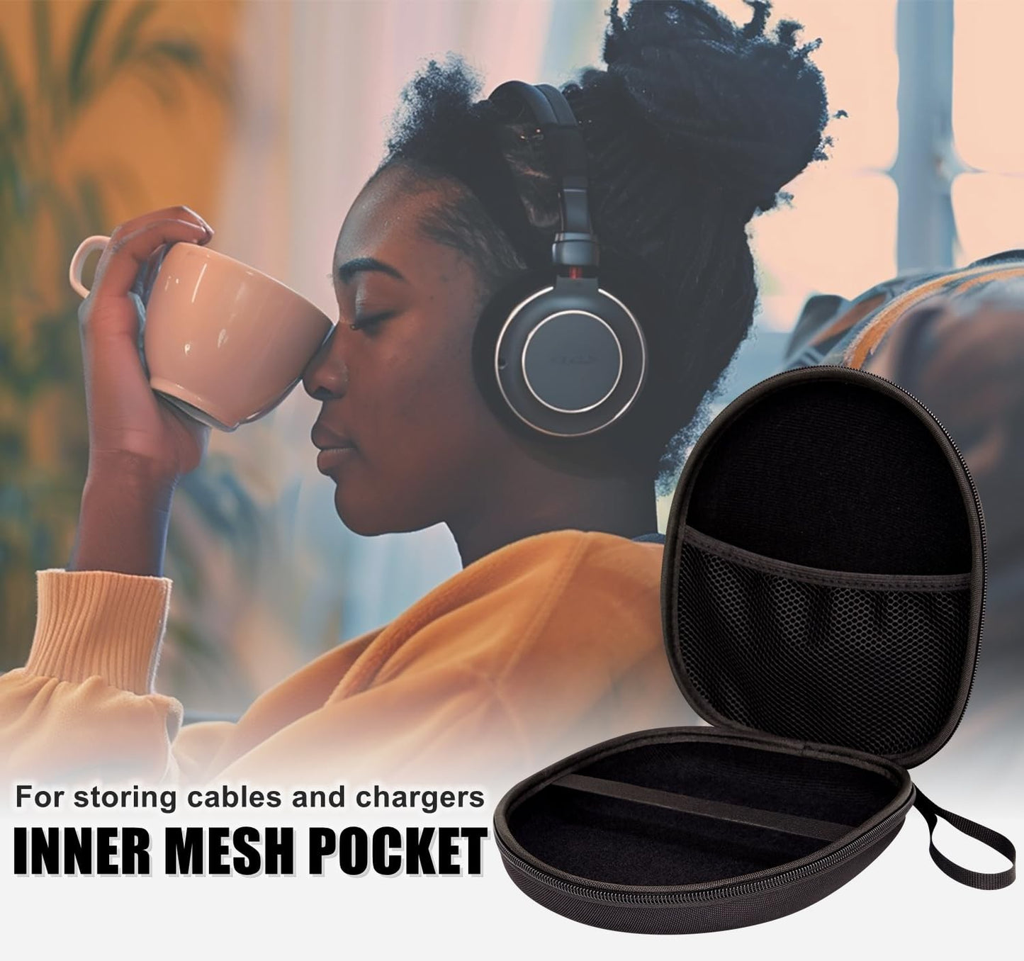 Bolsa de armazenamento universal para fones de ouvido sem fio, compatível com JBL Tune 520BT 510BT, estojo portátil para fones de ouvido Sony/Anker/Bose