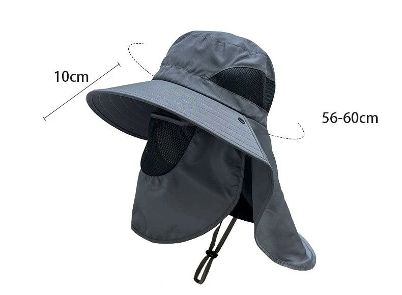 Outdoor UV Protection Bucket Hat – Sun Hat with Neck Flap for Hiking, Fishing & Camping