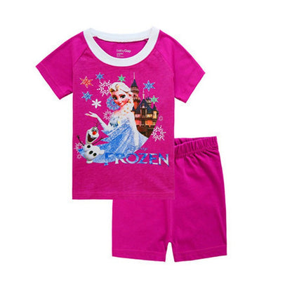 Summer Kids Pyjamas Children Sleepwear Baby Set Elsa Girls Minnie Short sleeved Pijamas Cotton Nightwear Clothes Pajamas Sets