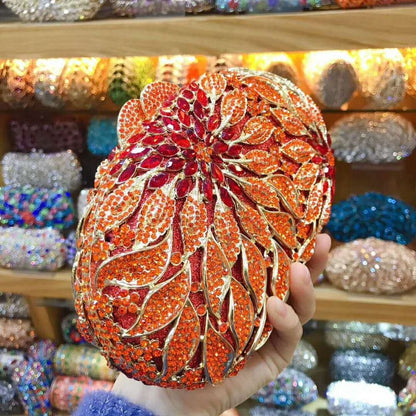XIYUAN women red/pink/blue/gold/silver Hollow Out Flower Birthday party Crystal Evening bag Clutch purse Minaudiere Handbags