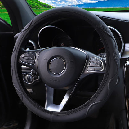1 capa de volante de couro tipo mão de massagem estéreo em relevo sem anel interno para automóveis, cabe 14,5-15 polegadas