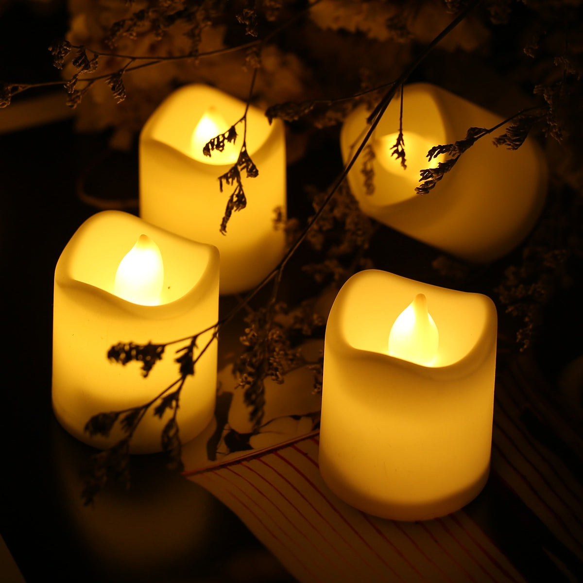 24Pcs Flameless LED Candle Lights Creative Wishing Led Tea Lamp Warm White Halloween Wedding Christmas Decoration Candle Light