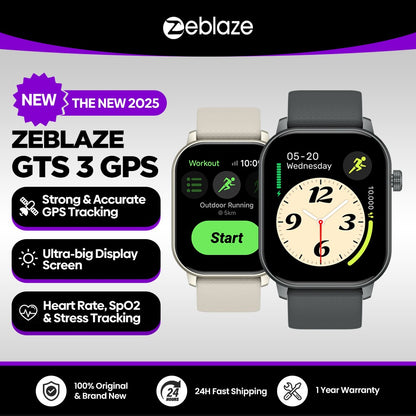 New 2025 Zeblaze GTS 3 GPS Sport Smartwatch Voice Calling 2.01" Display Heart Rate SpO2 Stress Tracking Smart Watch for Men Lady