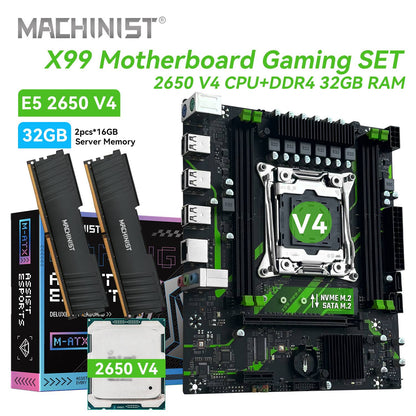 MACHINIST X99 PR9-H Gaming Motherboard set Intel Xeon E5 2650 V4 DDR4 32gb 2133MHz Dual Channel ECC RAM M.2 NVME for Desktop PC