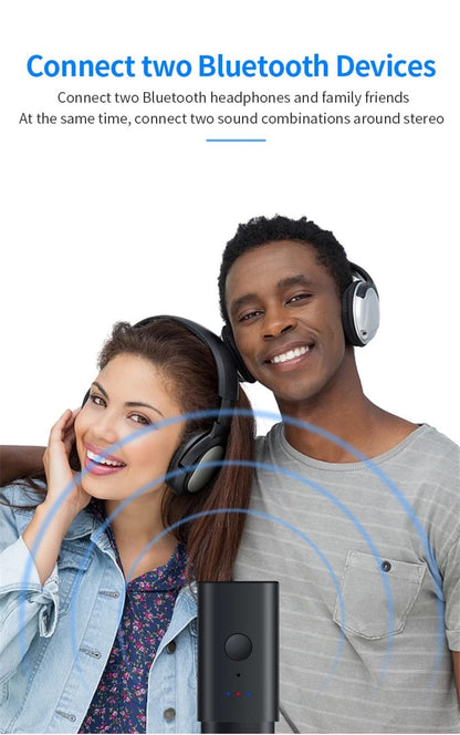 Adaptador Transmissor de Áudio Sem Fio Divisor Bluetooth Para 2 Fones de Ouvido Funcionando Juntos, 2 Fones de Ouvido Sem Fio Tocando Juntos
