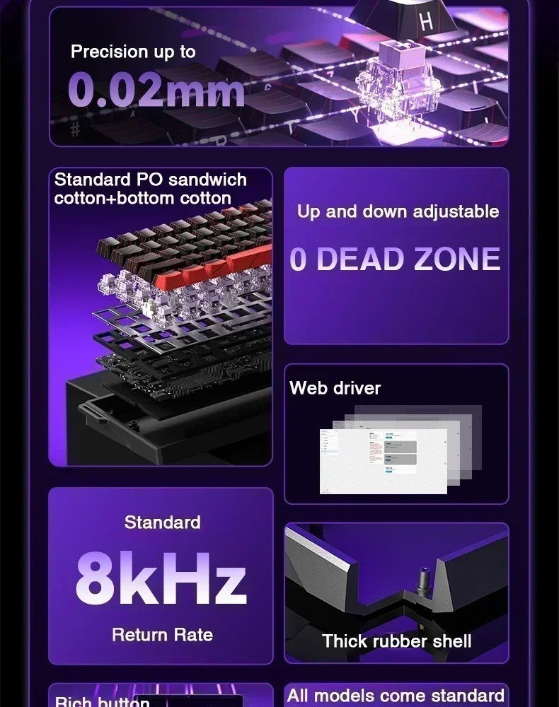 Teclado Gamer AULA WIN60/68HE Magnetic Switch 8000Hz Teclado Mecânico Customizável E-sport de Baixa Latência para FPS