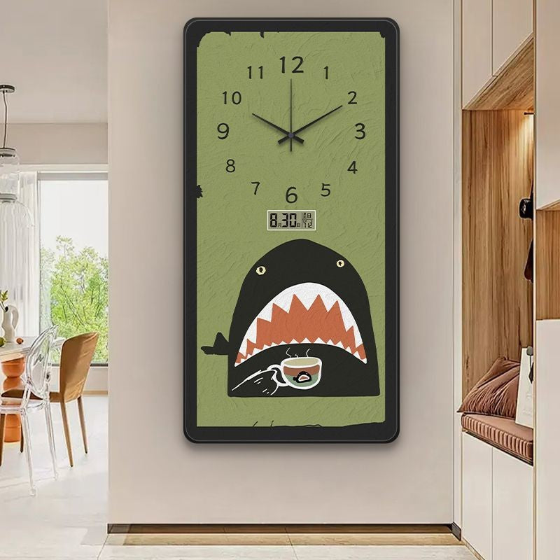 Perpetual calendar living room wall clock, French retro style, silent home electronic time clock, wall hanging painting