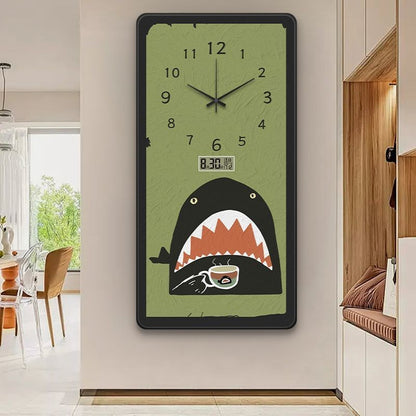 Perpetual calendar living room wall clock, French retro style, silent home electronic time clock, wall hanging painting