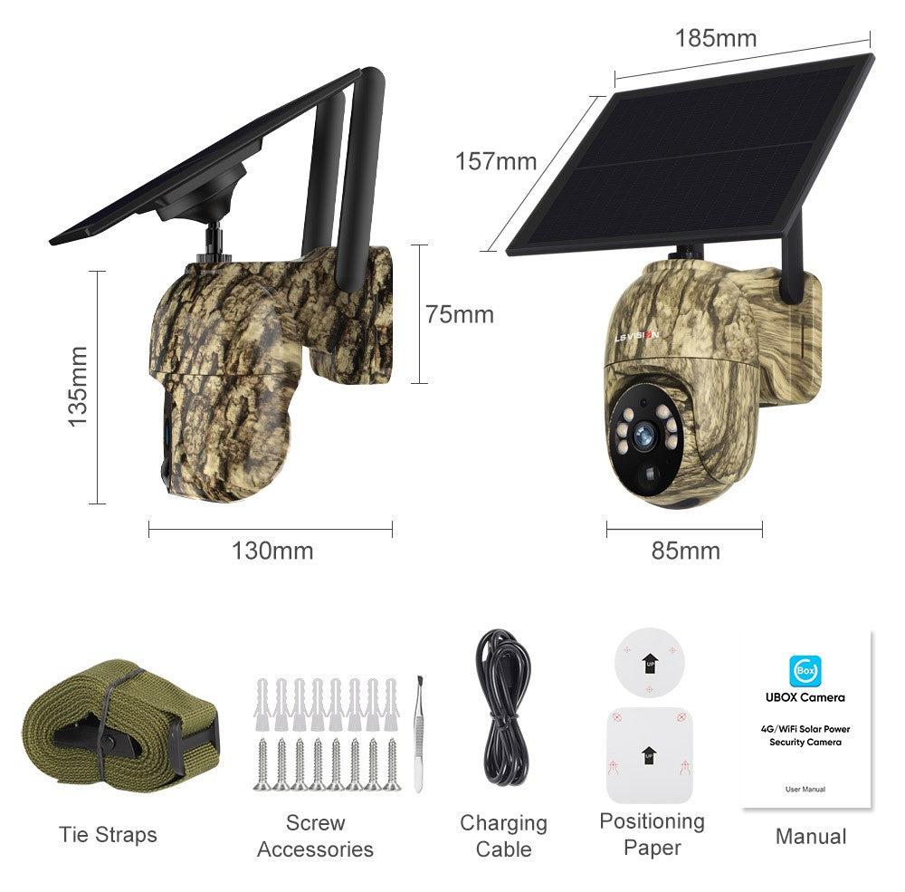 LS VISION 2K 4G Solar Security Cameras WIFI Wireless Outdoor 360° Live View Animal Monitoring Camouflage Color Battery PTZ Cam