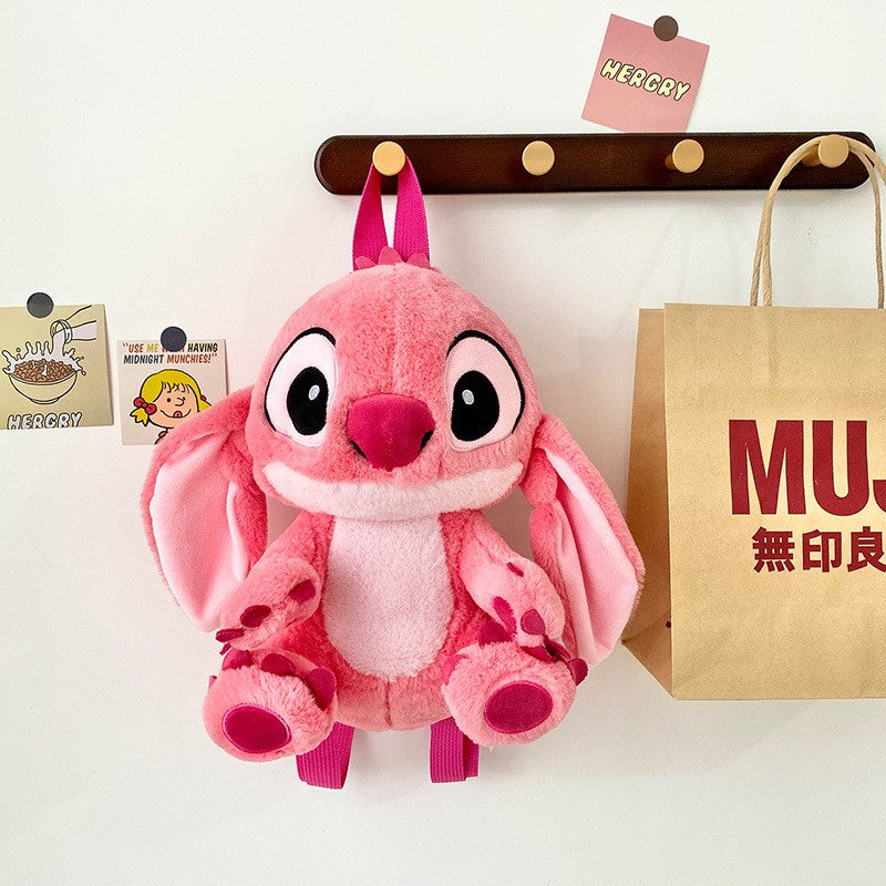 Kawaii Disney Stitch Bag Plush Backpack Bagpack Double Shoulder Crossbody Bag Storage Pouch Plushie Anime Toy Gift for Girls