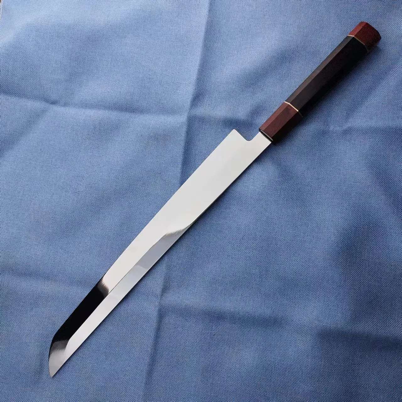 Faca de Sashimi Fio Único Sakimaru Cutelo de Chef Tynny para Fatiar Sushi Presunto Lâmina de Aço 10Cr15MoV Facas de Cozinha Feitas à Mão Messer