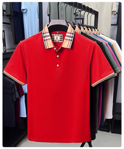 Luxury brand short sleeve polo shirt men fashion simple solid color summer new mercerized cotton breathable casual lapel T shirt