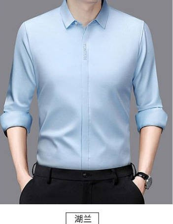 High End  Mulberry Silk Men Business Shirt Long Sleeve  Button Invisible Elastic Tops Wrinkle Resistant  Luxurious Men Shirt