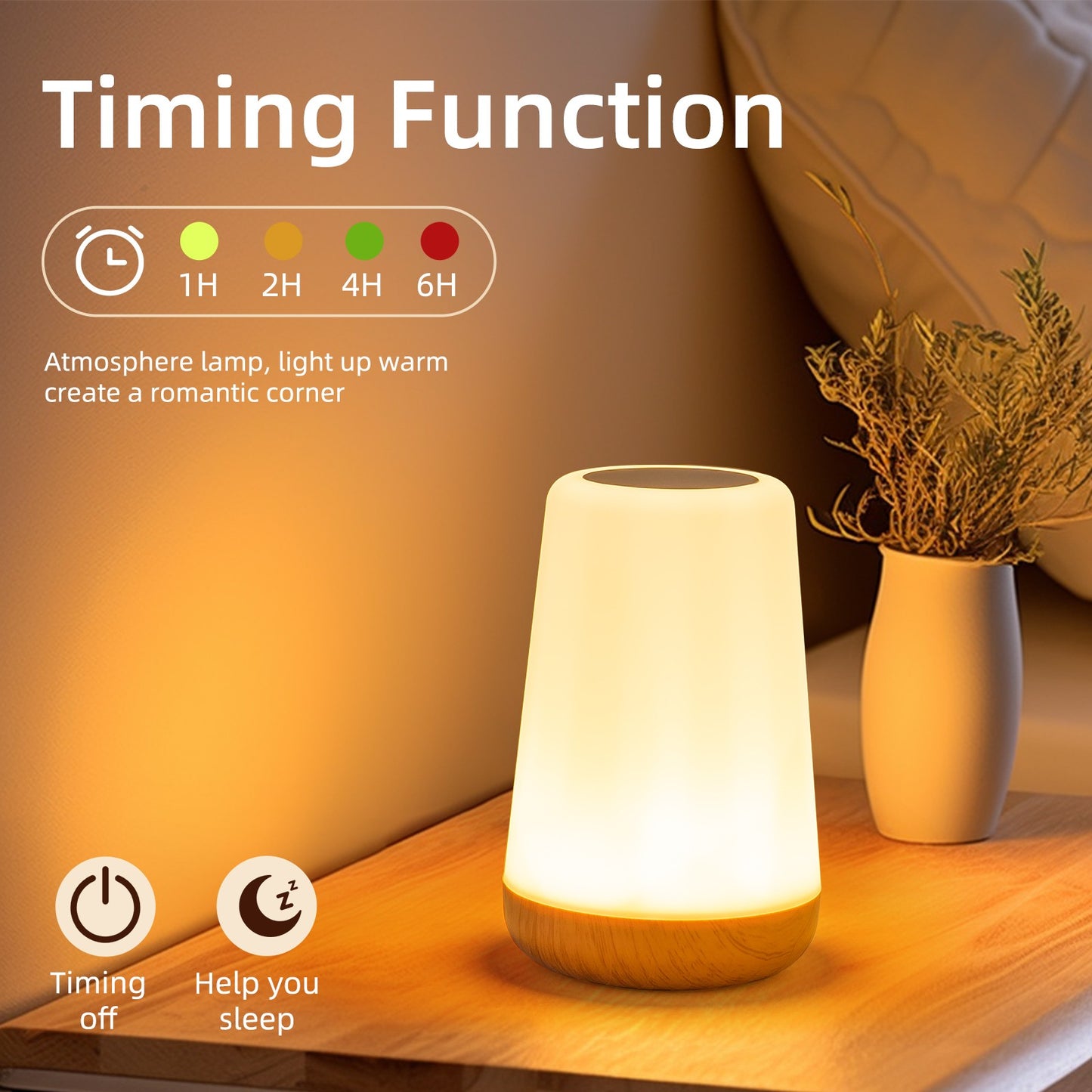 13 RGB Color Changing Portable Bedside Lamp Dimmable Remote Control USB Rechargeable Touch Night Light for Living Room Bedroom G