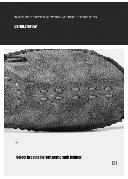 Handmade Leather Men Shoes Casual Slip On Loafers Breathable Leather Shoes Men Flats Hot Sale Moccasins Outdoor Shoes Plus Size