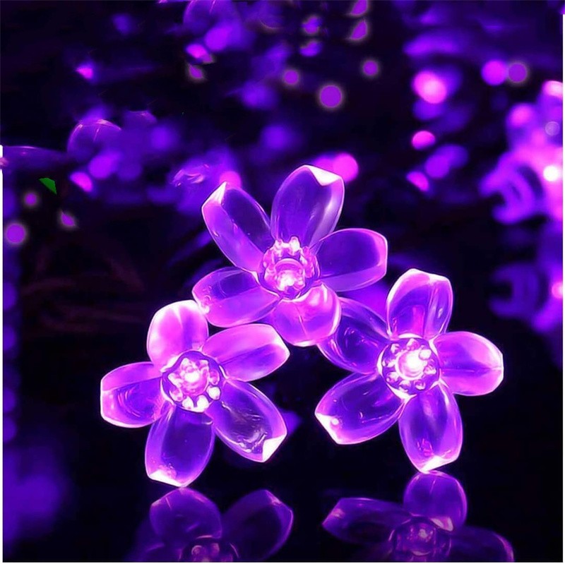 Solar Cherry Garden Blossom Flower Lights Garlands String Lights Solar Outdoor Waterproof Christmas Decoration Lamp