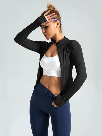Women's Slim Fit Long Sleeved Yoga Jacket Nude Zipper Professional Running Training Fitness Top for Autumn And Winter