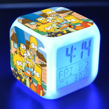 Simpsons Homer Relógio Despertador Digital LCD com Calendário Termômetro Relógio Despertador Portátil Decoração de Mesa Presentes Novo