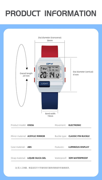 TPW 36mm Midsize Digital Watch For Women Teenage  Meter Water Resistant
