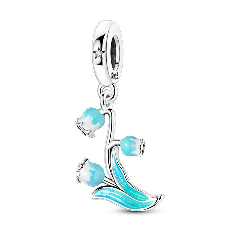 Pingente Charm Libélula Tema Primavera Prata Esterlina 925 Borboleta Flor Pendente Compatível com Bracelete Colar Joias DIY