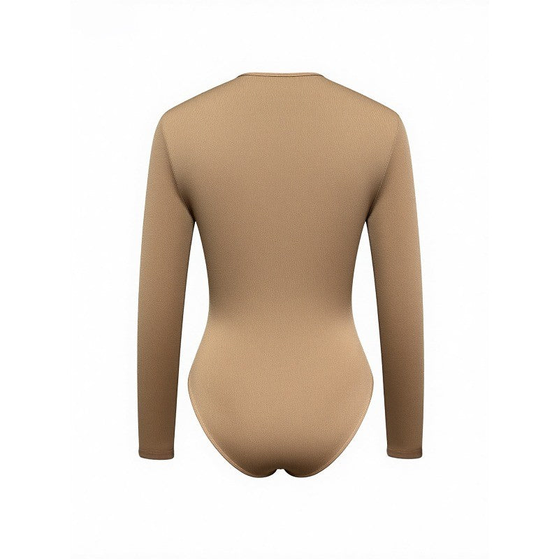 2025 Spring Autumn Deep V Neck Long Sleeve Bodysuits Women Fashion Solid Slim Fit Pleated T-Shirt Casual Female Jummsuits Tops