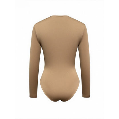 2025 Spring Autumn Deep V Neck Long Sleeve Bodysuits Women Fashion Solid Slim Fit Pleated T-Shirt Casual Female Jummsuits Tops