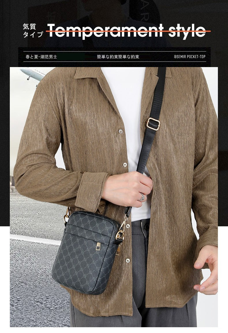 Luxury Designer Men Small Shoulder Bag PU Leather Messenger Crossbody Phone Bag For Men Vintage Style Men Handbag Bag Bolsa Sac