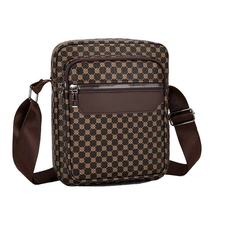 Neutral color business single shoulder bag for men and women, with spliced color shoulder straps and adjustable design.