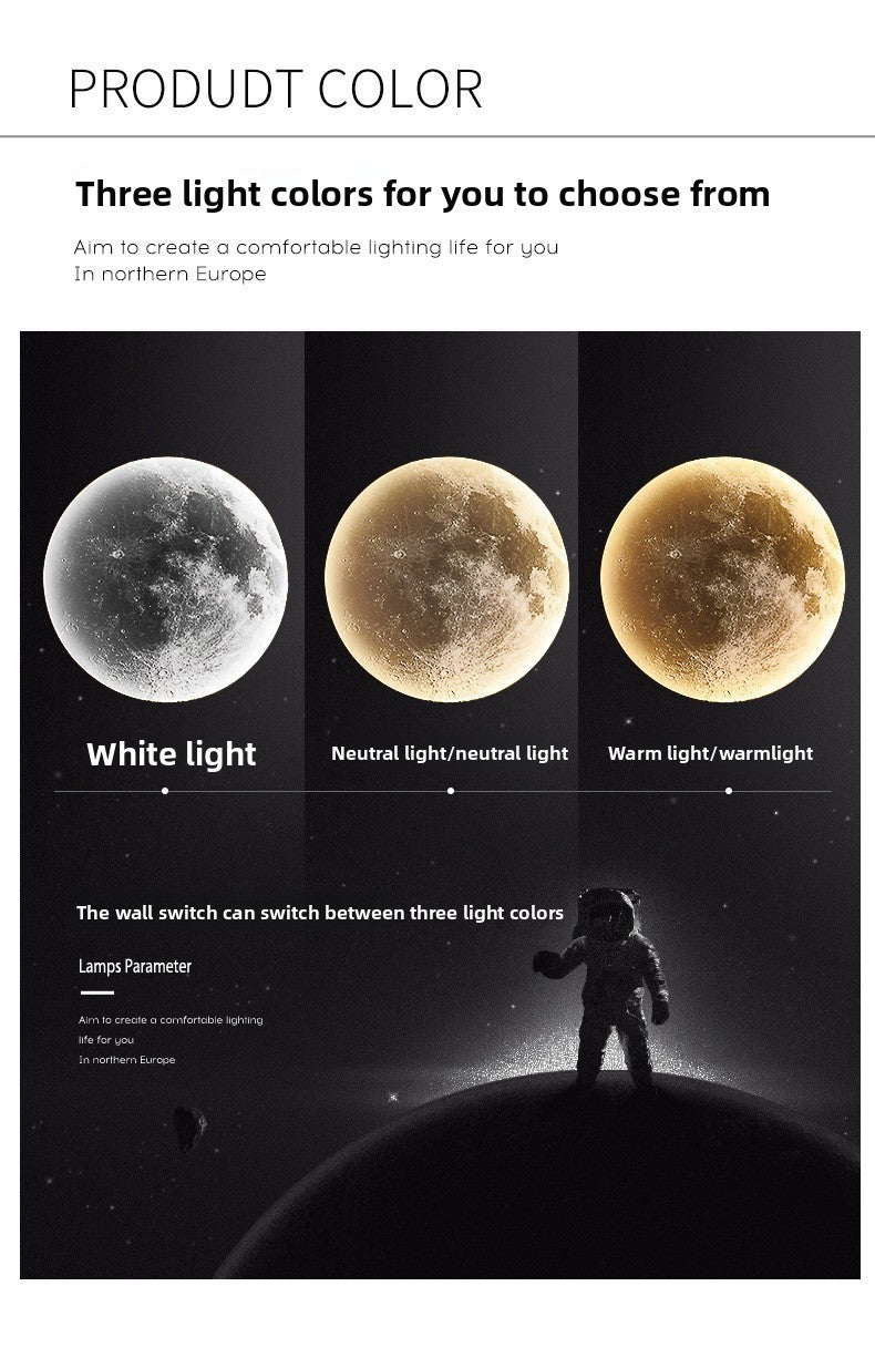 Modern LED Lunar Wall Lamp, Planetary Elegant Design Ceiling Lamp for Bedroom, Living Room Decor