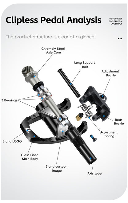 WEST BIKING Road Bike Pedals Nylon Bicycle Locking Pedals Cycling Bearing Cleats Clipless Pedal Look System With Locking Plates