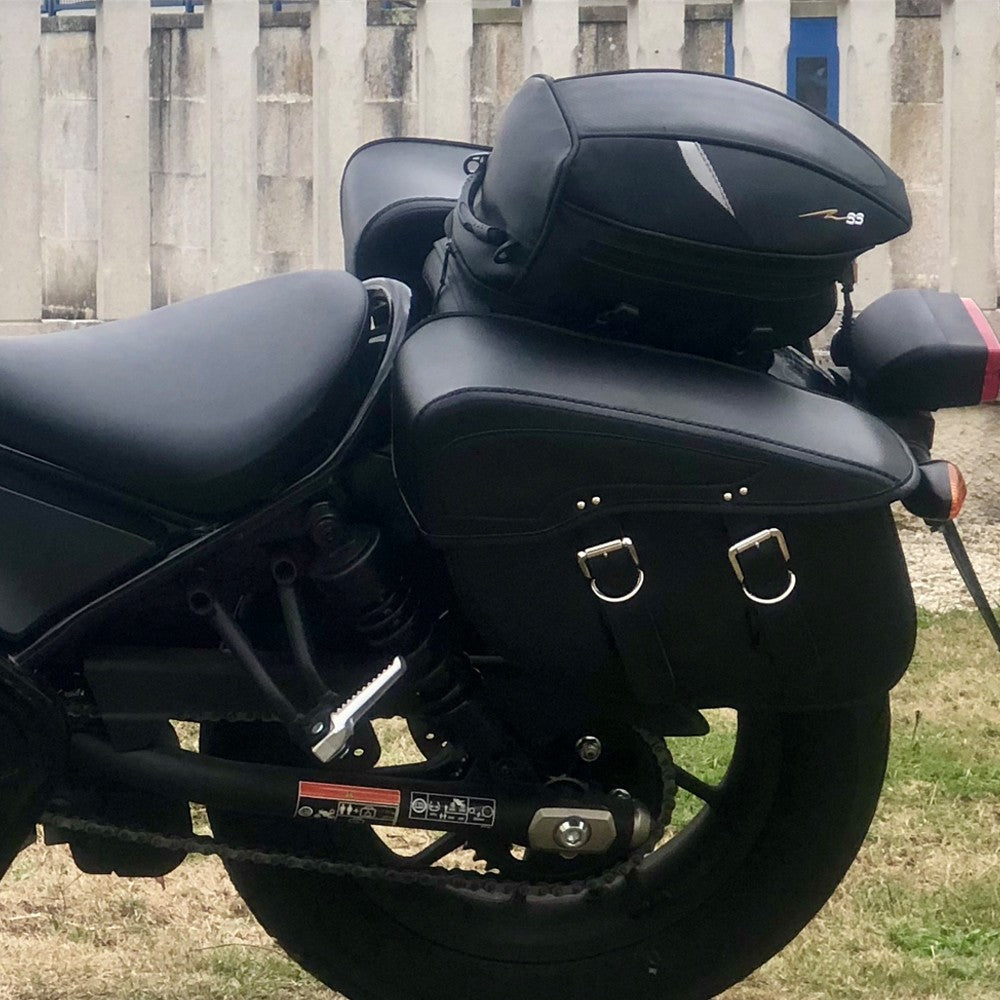 Motorcycle Saddlebag Waterproof Leather Side Saddle Bag Travel Luggage Storage Bag For Touring Sportster 883 For Kawasaki Vulcan