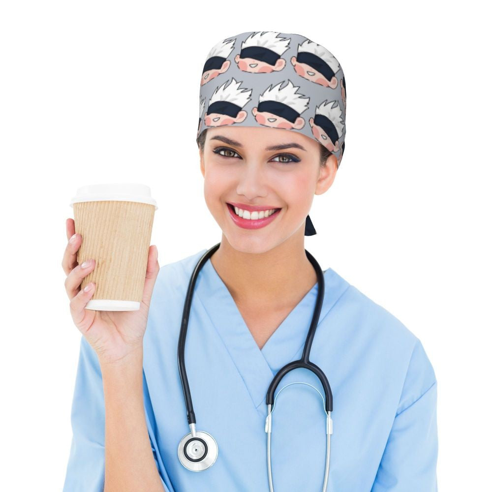 Custom S-Satorues G-Gojoes Cartoon Scrubs Cap Surgical Hats Women Men Skilled Operating Room Cap Operator Hats Lab Works Hat