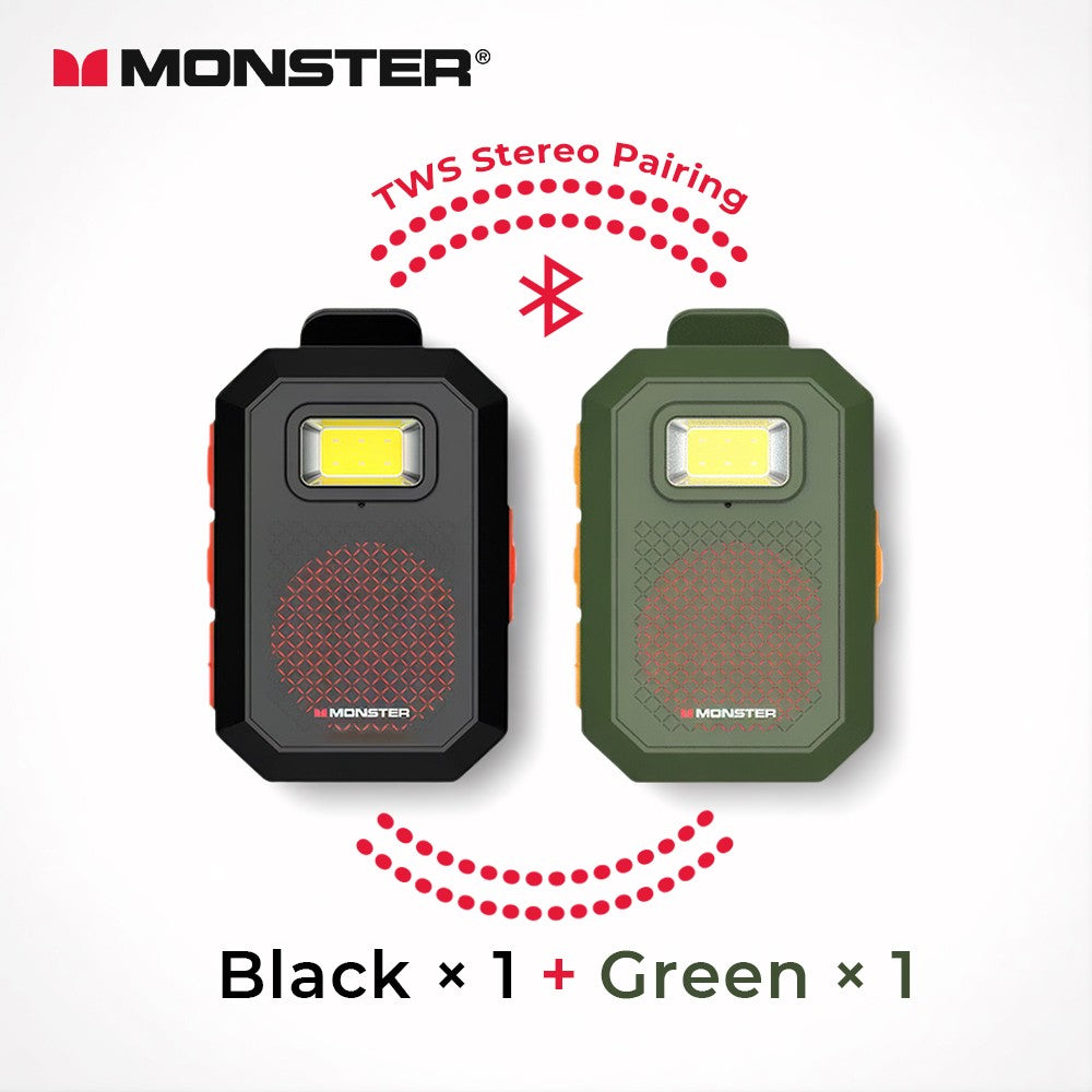 Monster X901 TWS Stereo Bluetooth Speaker Wearable Magnetic Clip-on Portable Bluetooth Sound Box IPX67 Waterproof Subwoofer